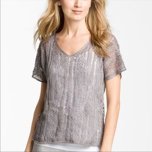 Eileen Fisher Precious Metal Open Texture Top M
